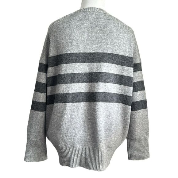 Sundry Women's Gray Oversized Wool/Cashmere Crew Neck Sweater Stripe Size 2/M - Picture 2 of 11